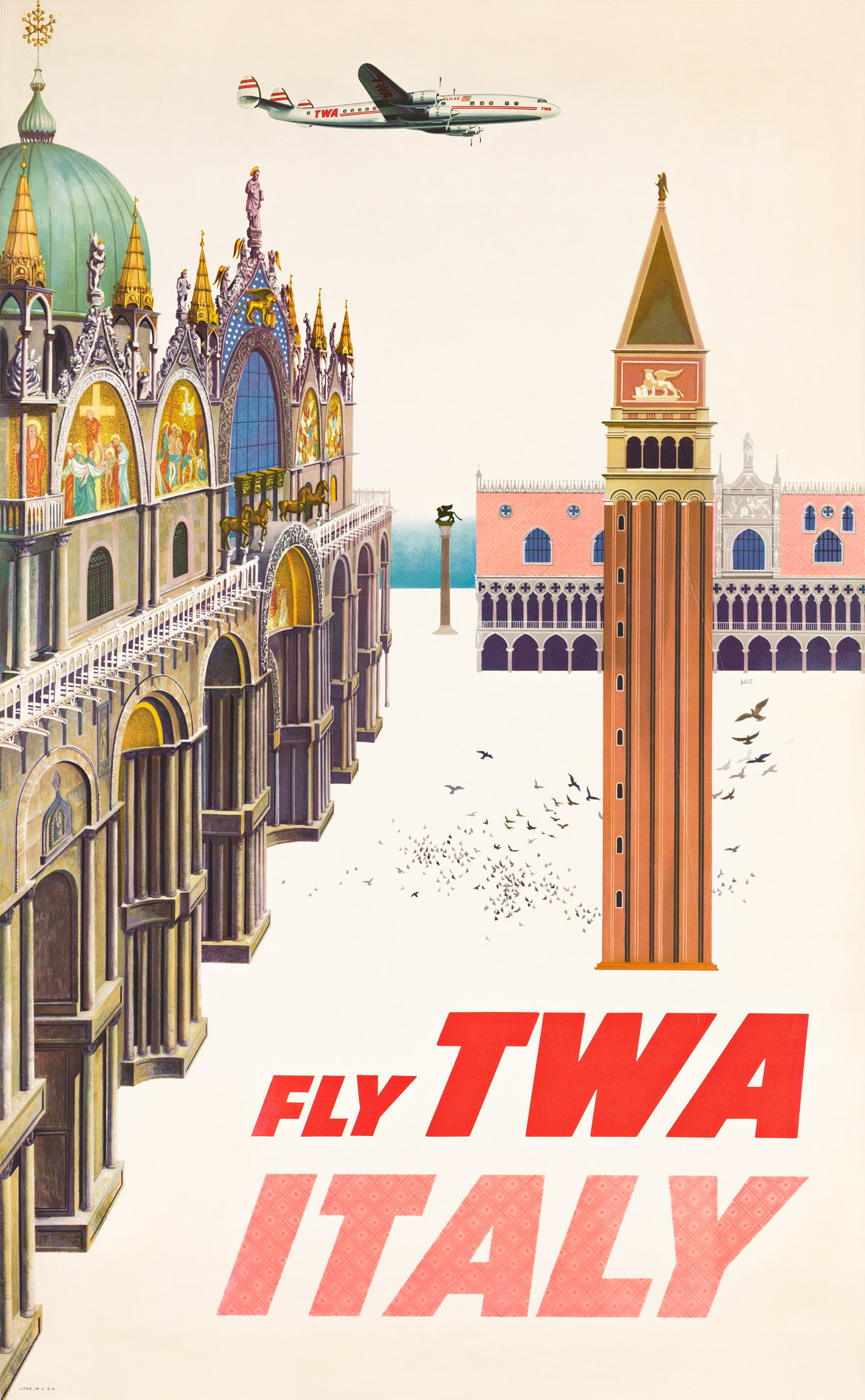 DAVID KLEIN (1918-2005).  FLY TWA / ITALY. 1950s. 40x25 inches, 101½x63½ cm.